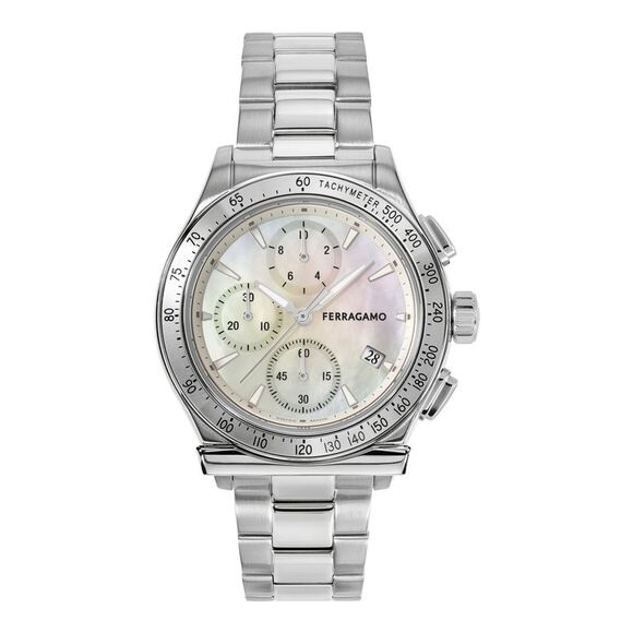 Ferragamo  1927 Chrono Bracelet Watch Silver Womens - Picture 1 of 6
